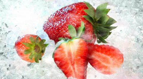 Erdbeeren auf Eis